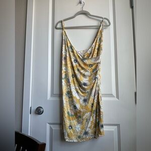 O'Neill Yellow Ruched Wrap Slip Dress